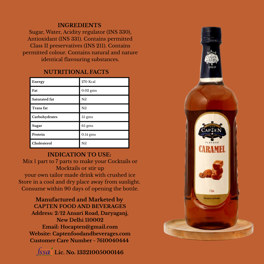 CAPTEN Sugar Free Caramel Liquid Syrup 1L For Coffee,Milkshake,Frappe,Cold-Coffee,Pancakes And More Diabetic Friendly Concentrated Liquid Syrup Ready To Mix - Image 4