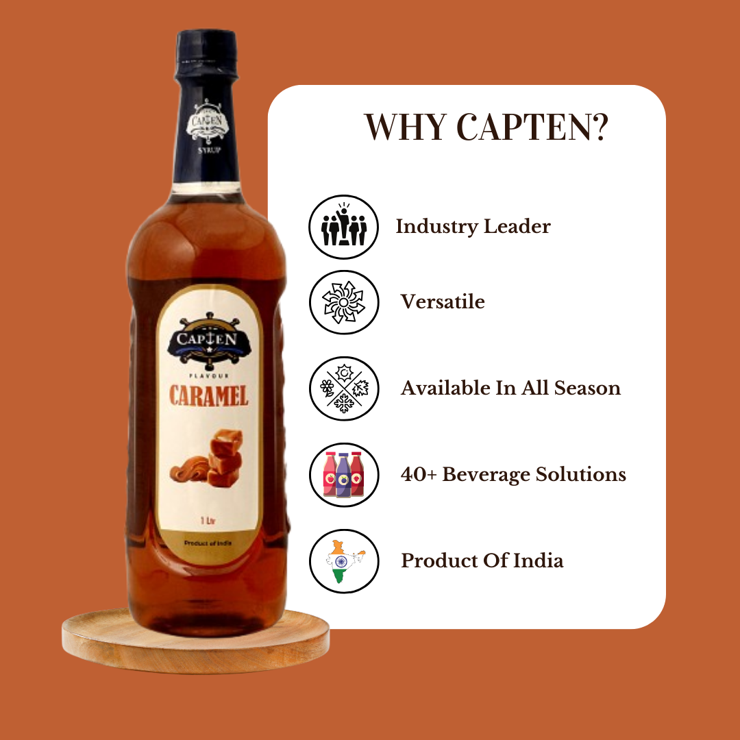 CAPTEN Sugar Free Caramel Liquid Syrup 1L For Coffee,Milkshake,Frappe,Cold-Coffee,Pancakes And More Diabetic Friendly Concentrated Liquid Syrup Ready To Mix - Image 2