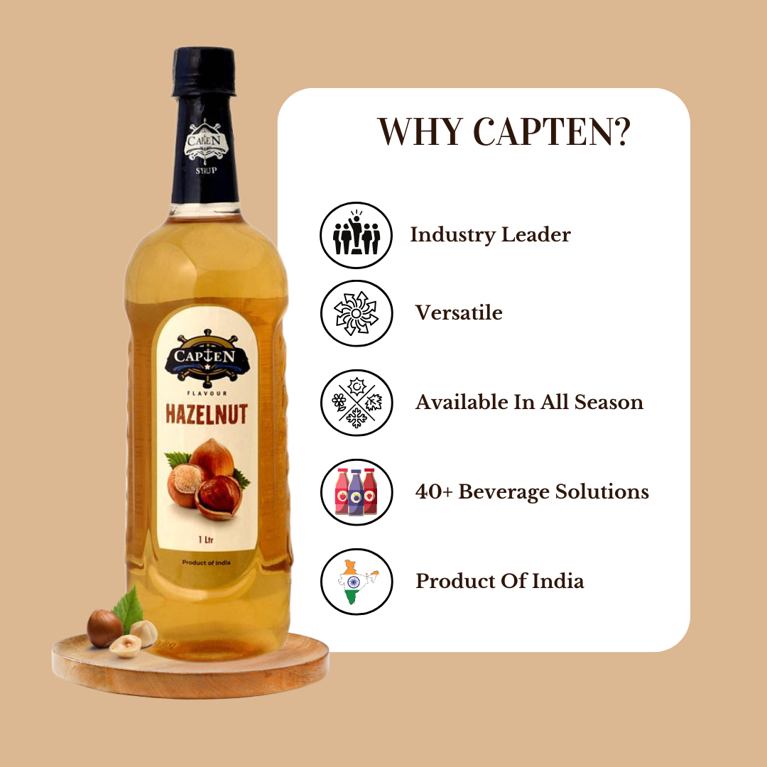 CAPTEN Hazelnut Syrup 1L | Sweet & Nutty Caramelized Hazelnut Flavor for Coffees, Cocktails, Desserts & More | 35+ Flavours - Image 2