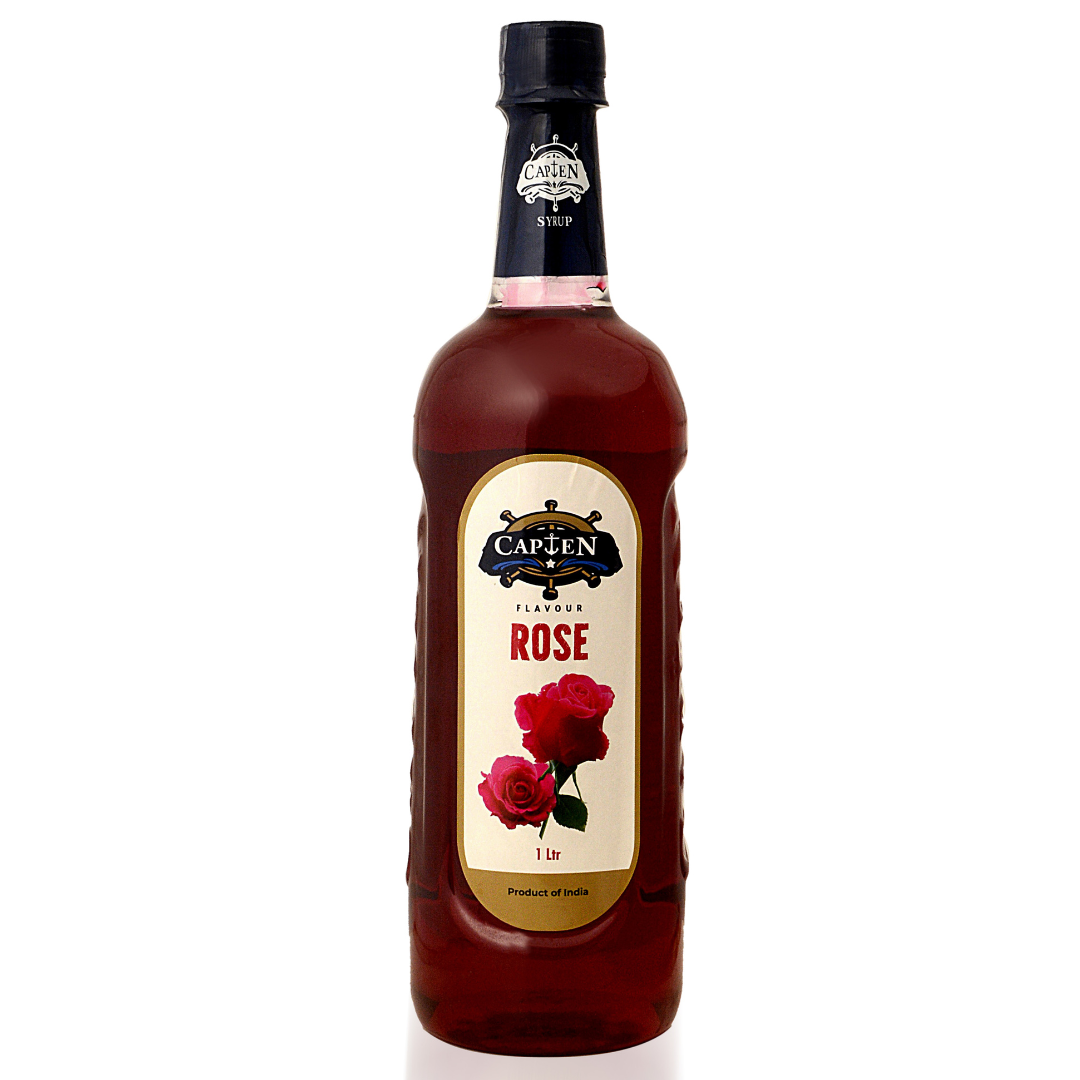 CAPTEN Rose Sharbat Syrup 1L | Mixer for Milkshake, Rose Milk, Falooda, Mocktails, Cocktails, Drinks, Juices, Beverages | 1000ML Bottle